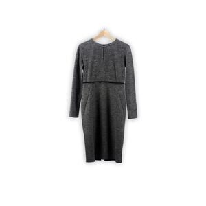 y2k Sportmax Dress - Grey Tweed Midi - Size Small